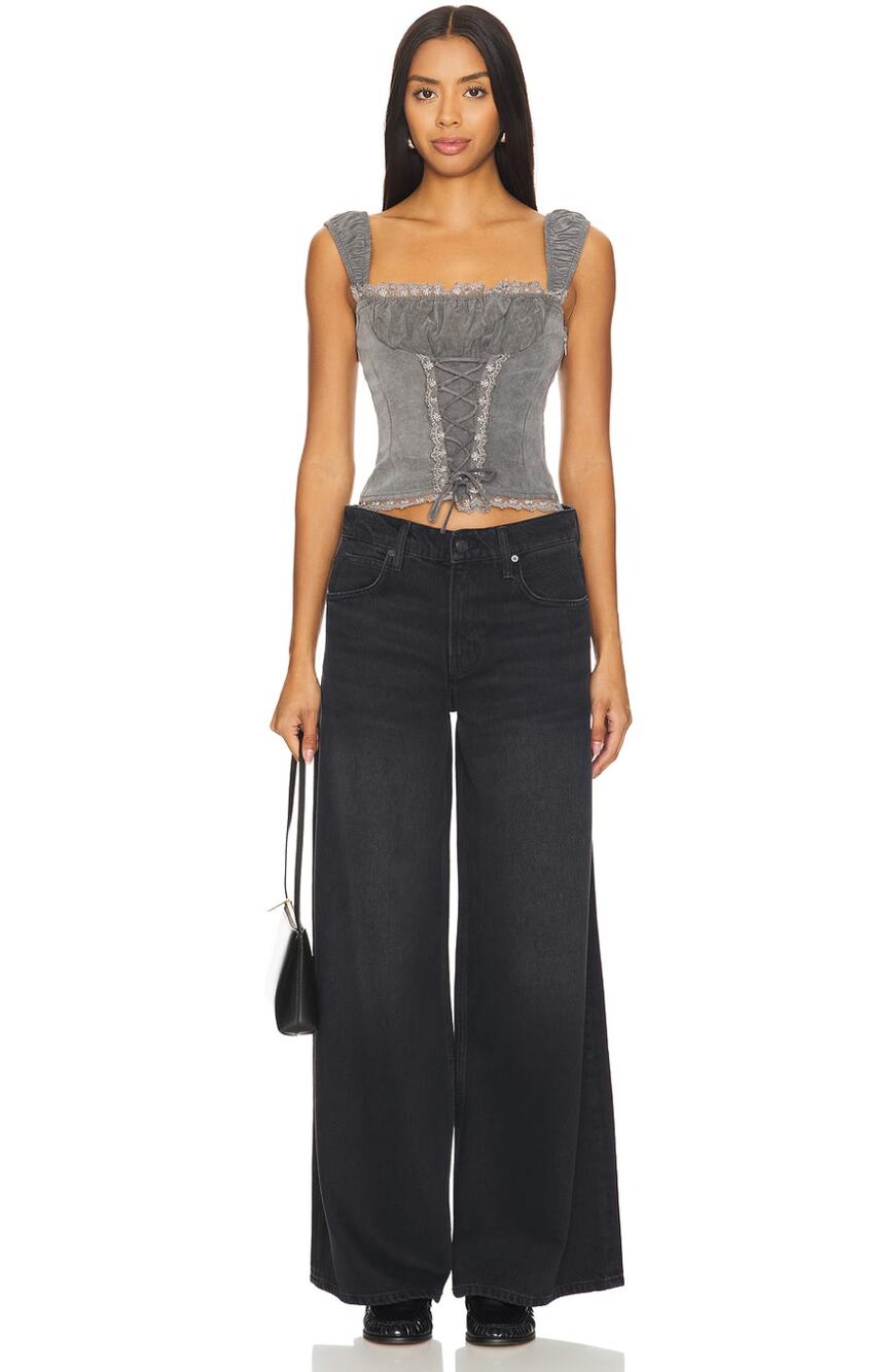 Mother Denim The Slung Sugar Cone Sneak Wide Leg Low Rise Jeans Women's Size 24